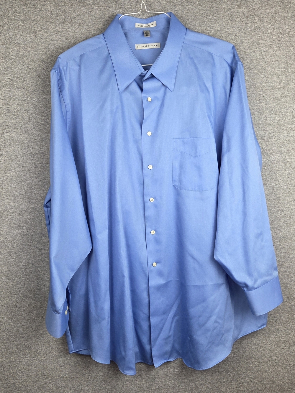 Geoffrey Beene Men's Blue Dress Shirt - Classic Long Sleeve 19 34/35